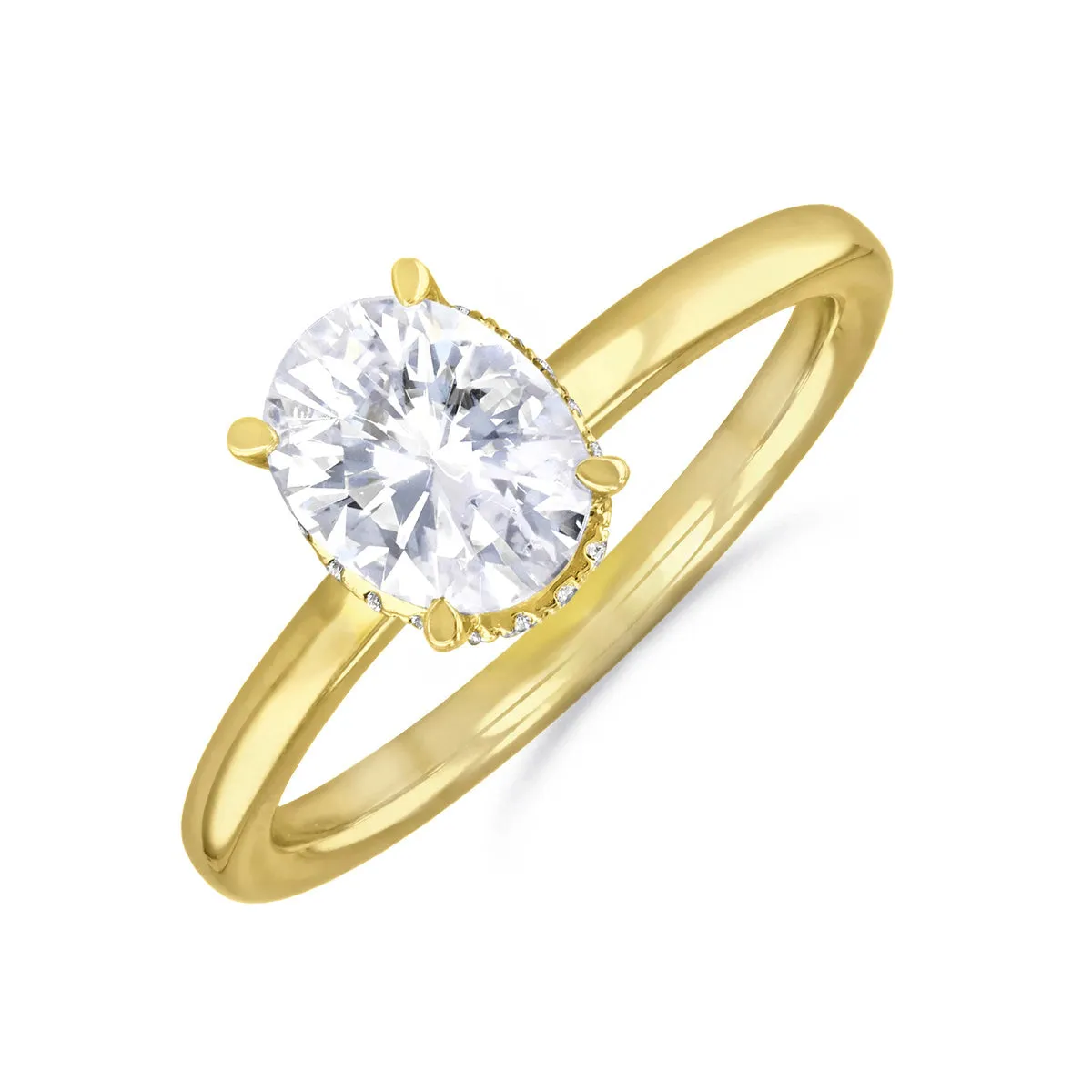 0-50ct Fleur Oval Cut Diamond Solitaire Engagement Ring | 18ct-Yellow-Gold