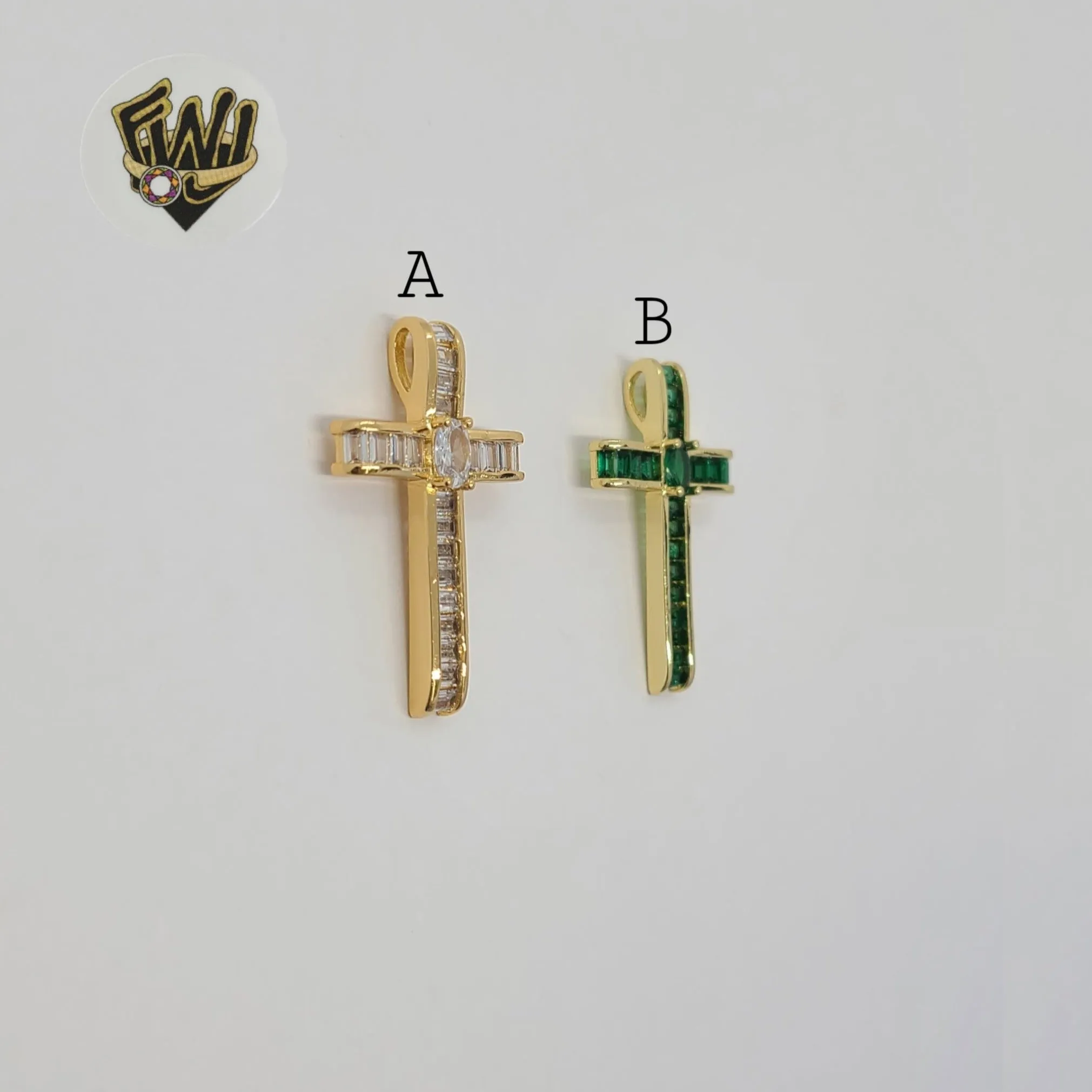 (1-2361-2) Gold Laminate - Cross Pendants - BGO