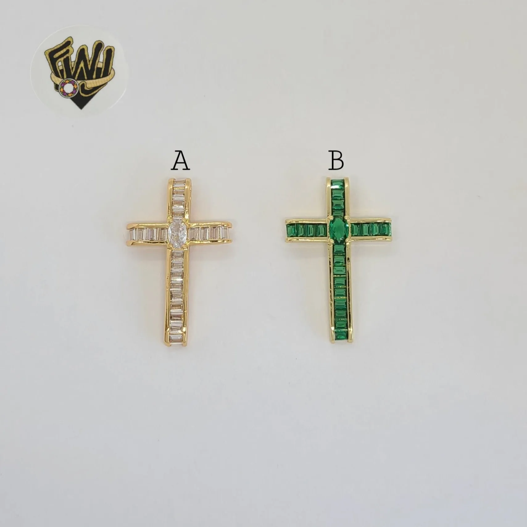 (1-2361-2) Gold Laminate - Cross Pendants - BGO