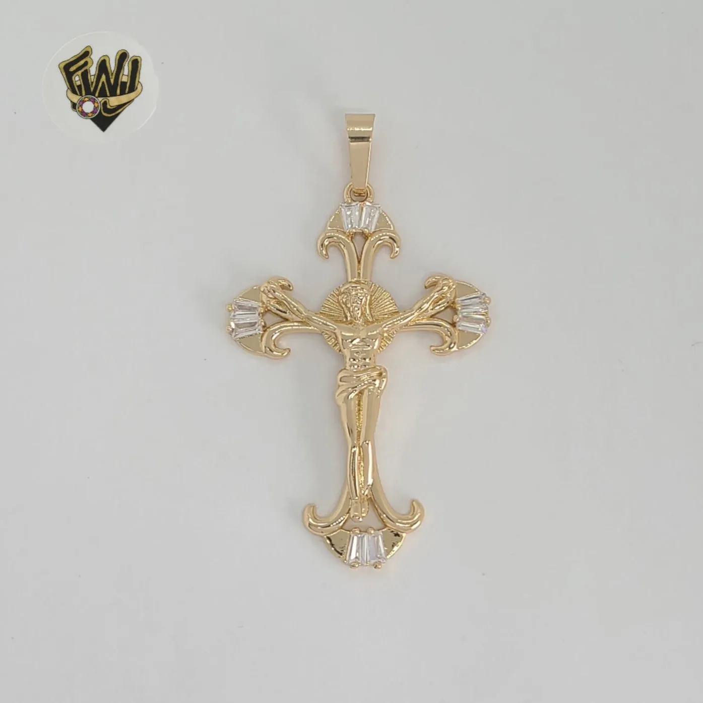 (1-2475) Gold Laminate - Zircon Cross Pendants - BGO