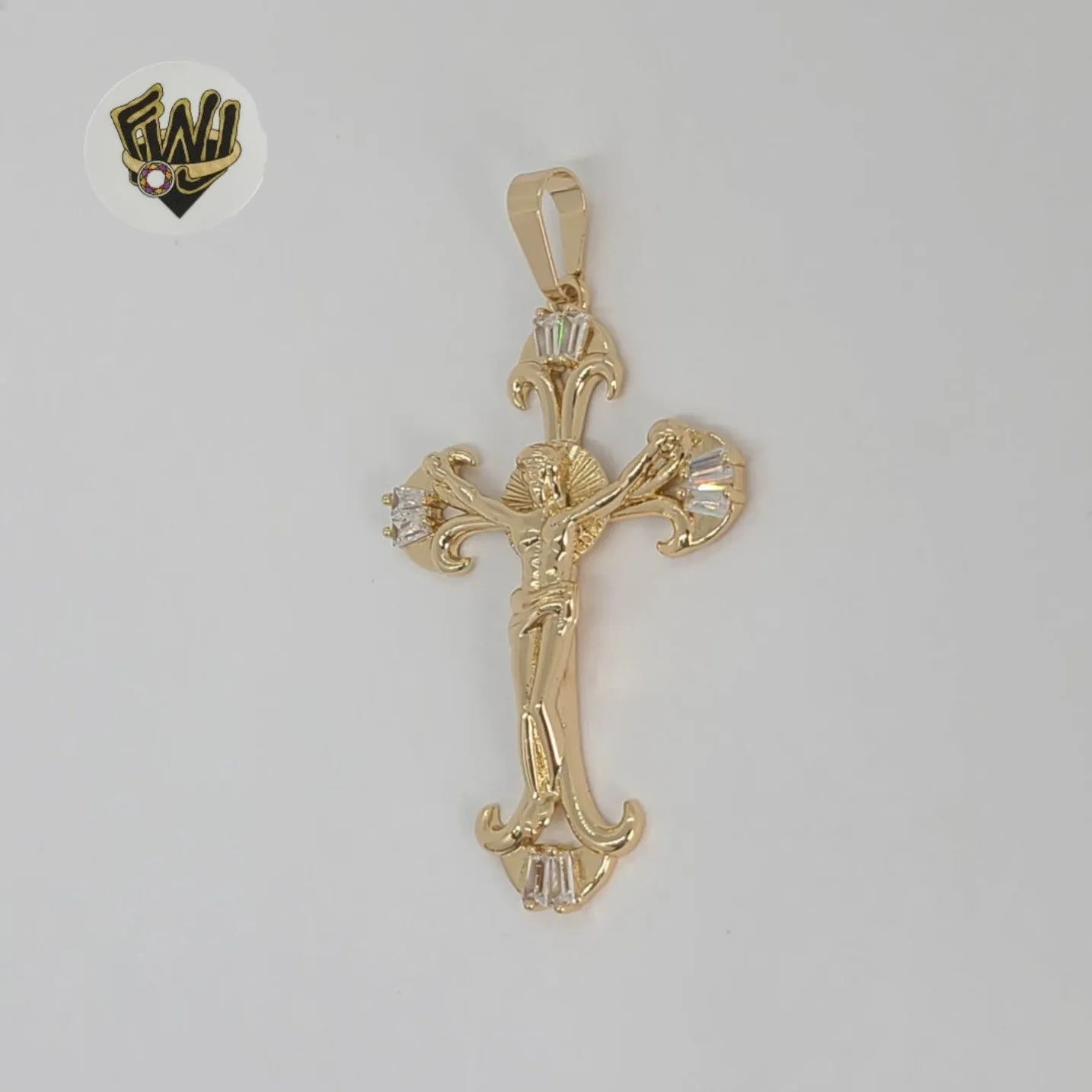 (1-2475) Gold Laminate - Zircon Cross Pendants - BGO