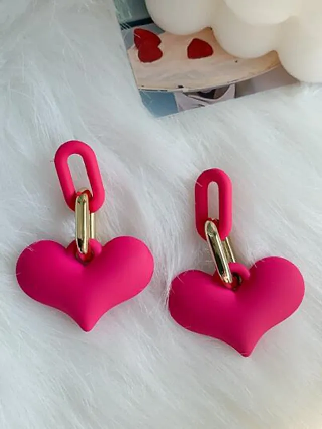 1 Pair Drop Earrings For Street Date Acrylic Classic Sweet Heart for Women