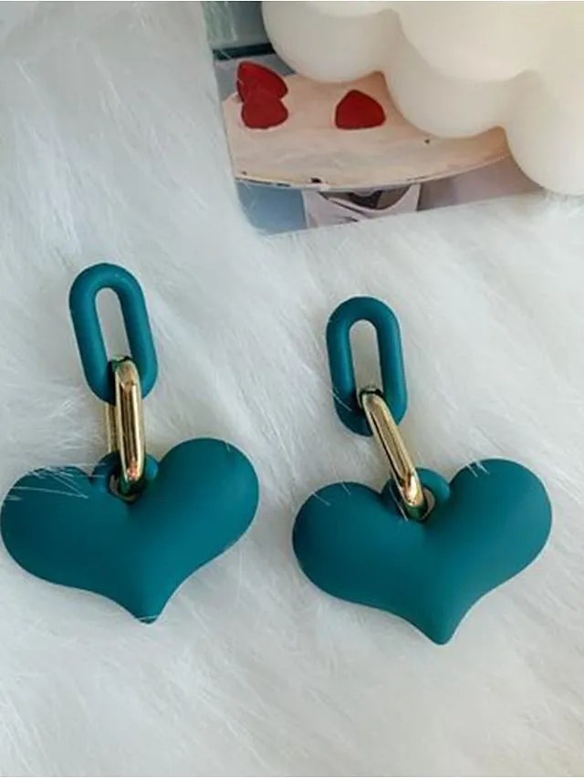 1 Pair Drop Earrings For Street Date Acrylic Classic Sweet Heart for Women