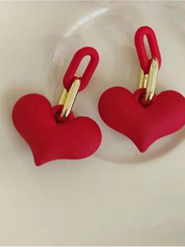 1 Pair Drop Earrings For Street Date Acrylic Classic Sweet Heart for Women