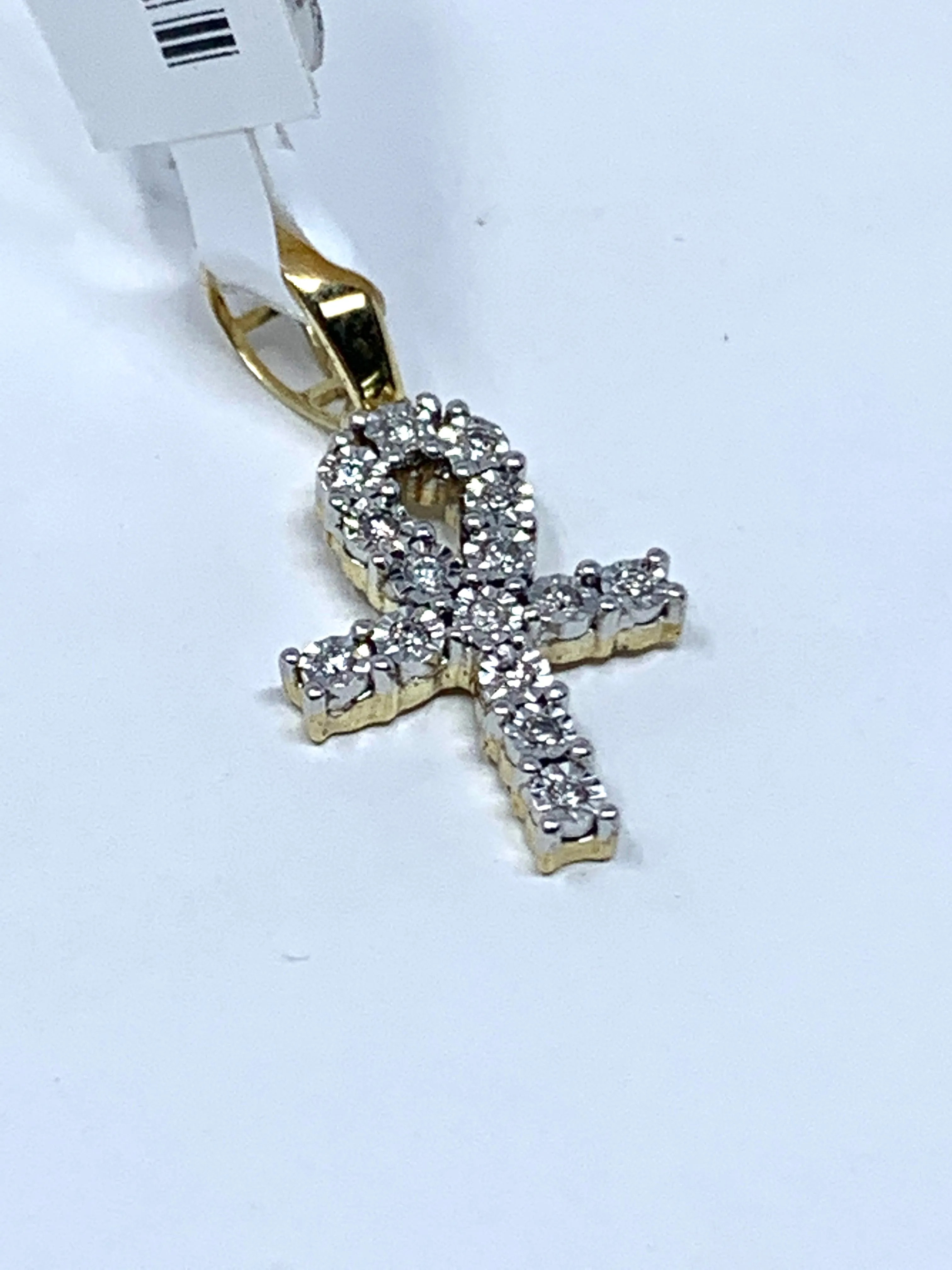 10K 0.09CT Yellow Gold Cross Pendant Charm