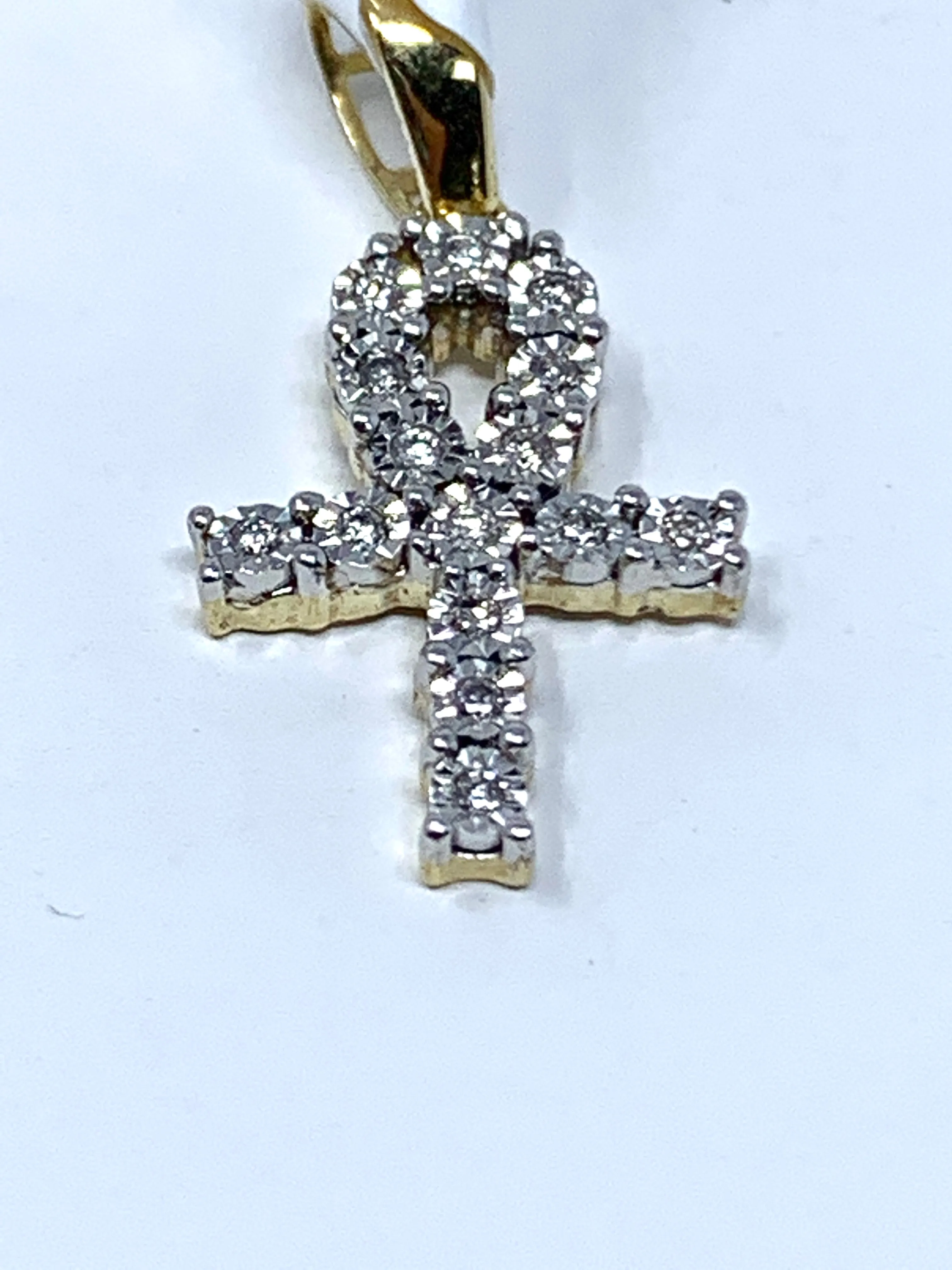 10K 0.09CT Yellow Gold Cross Pendant Charm