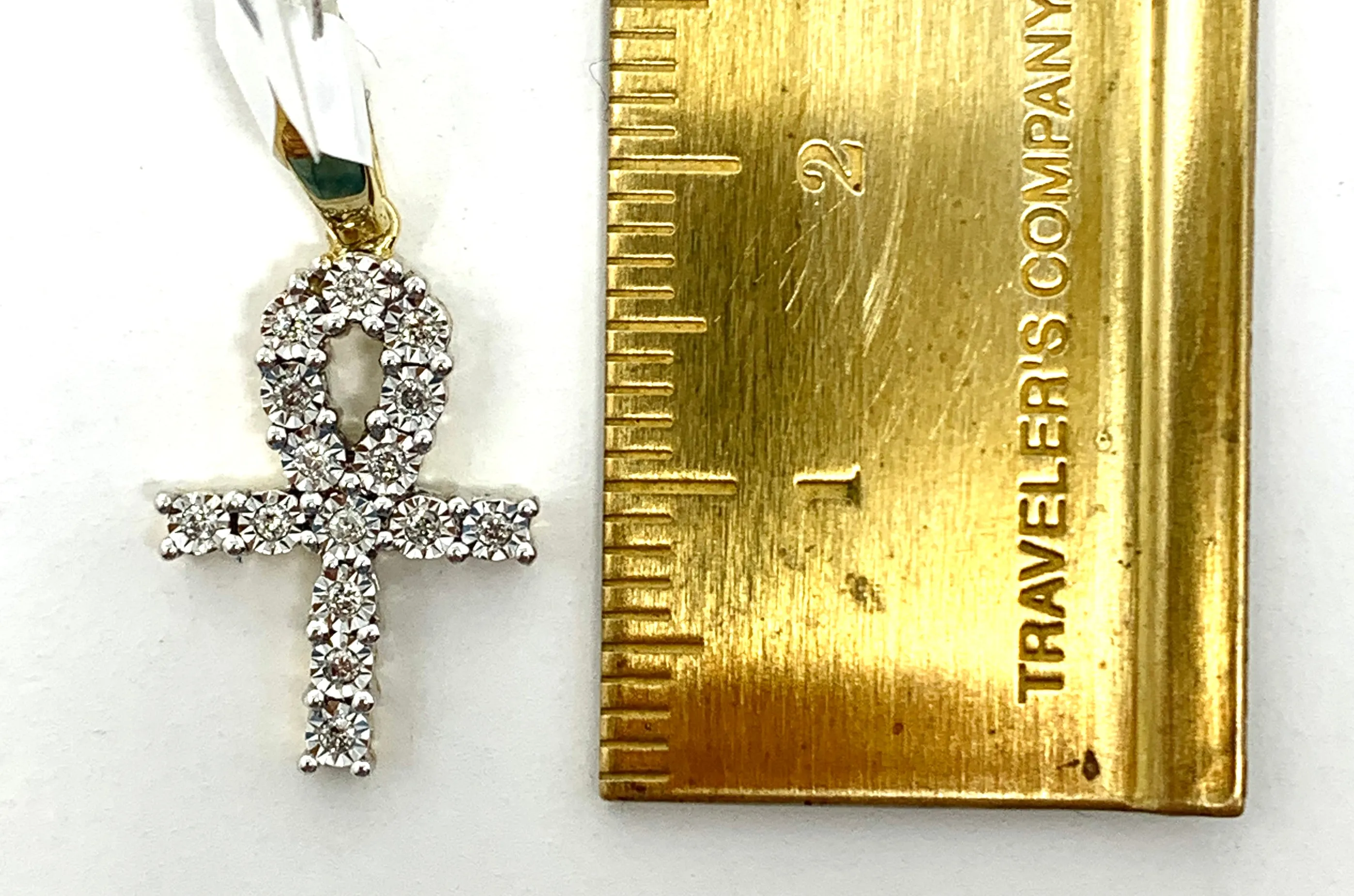 10K 0.09CT Yellow Gold Cross Pendant Charm