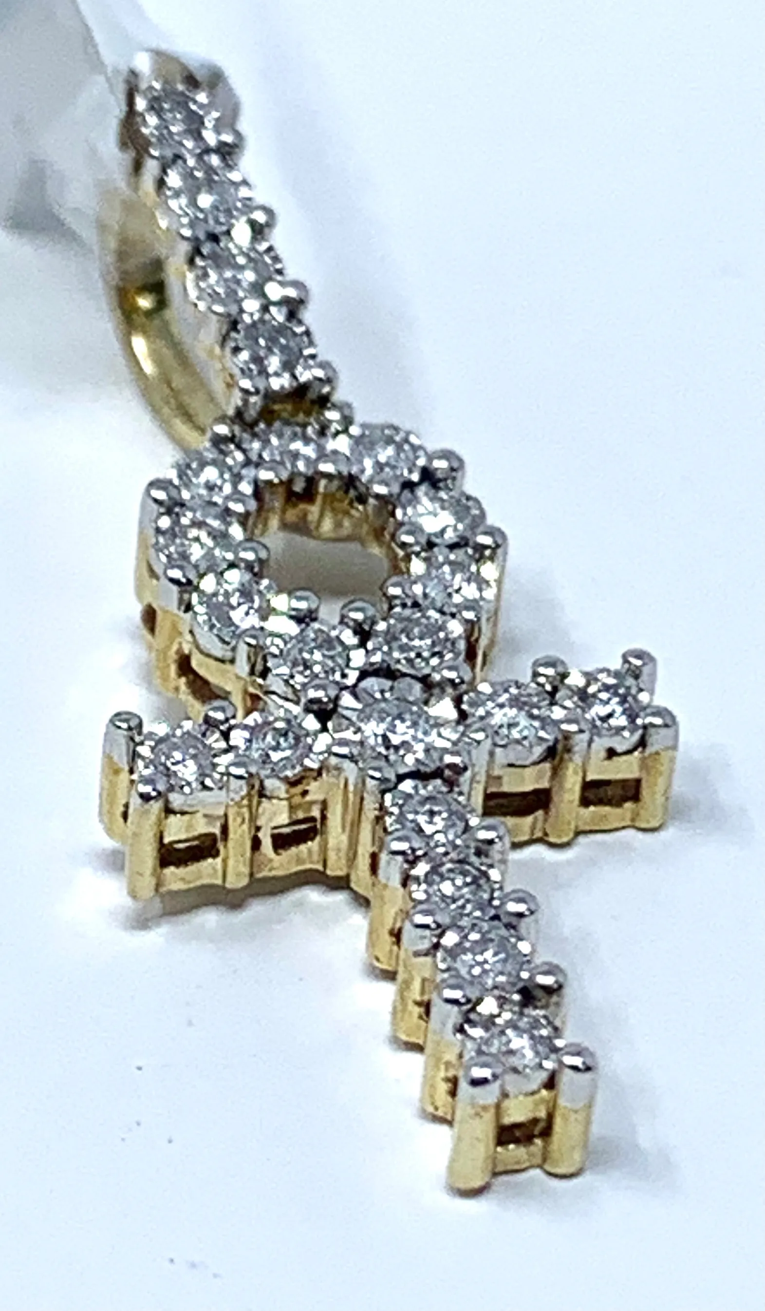 10K 0.24CT Yellow Gold Cross Pendant Charm