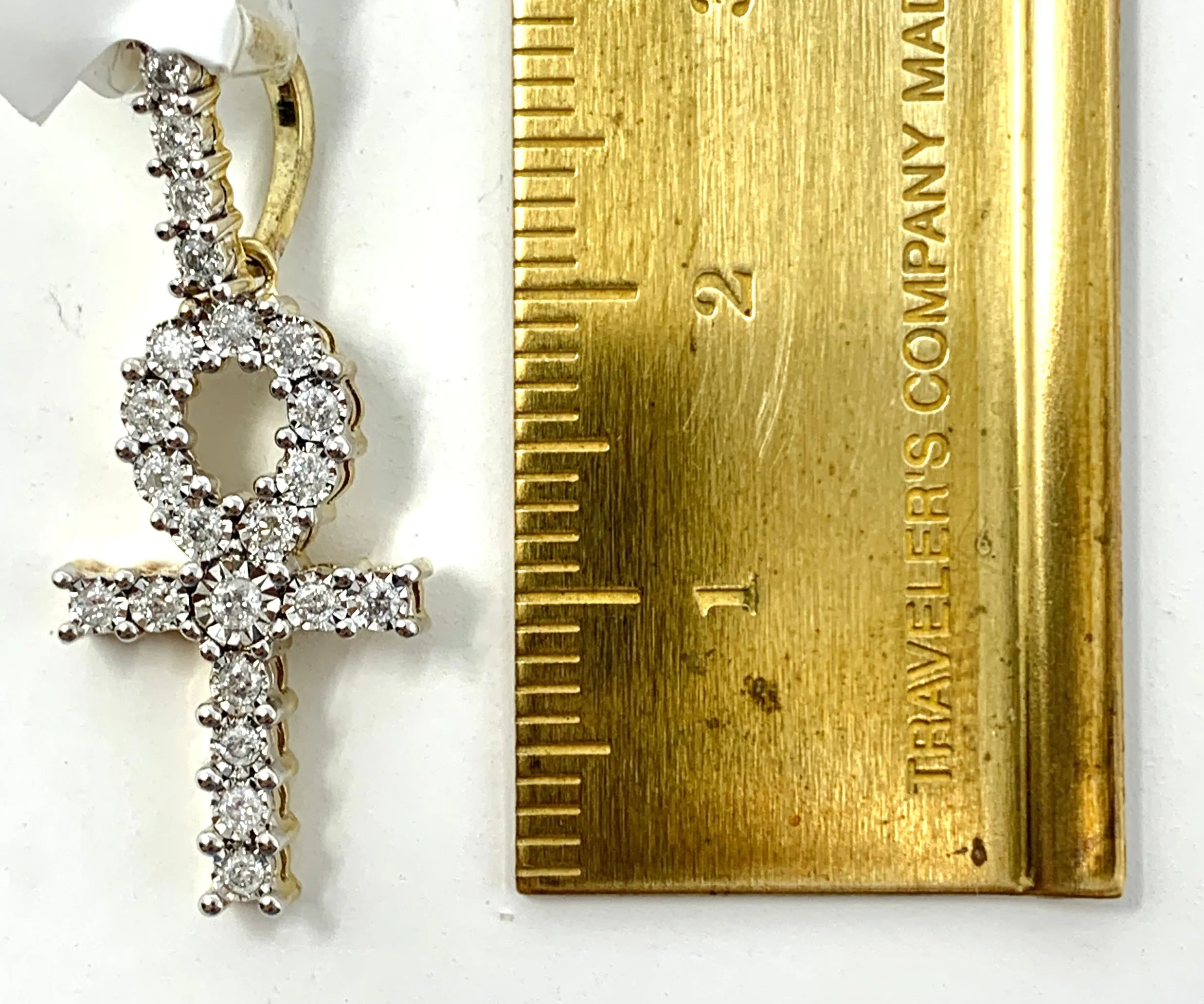 10K 0.24CT Yellow Gold Cross Pendant Charm