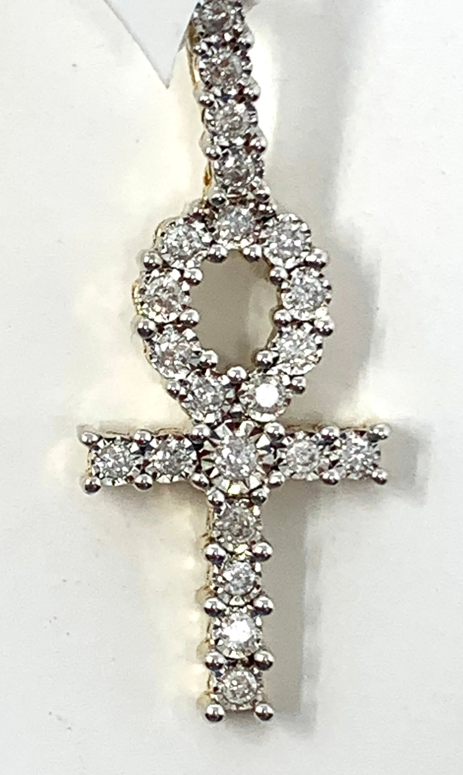 10K 0.24CT Yellow Gold Cross Pendant Charm