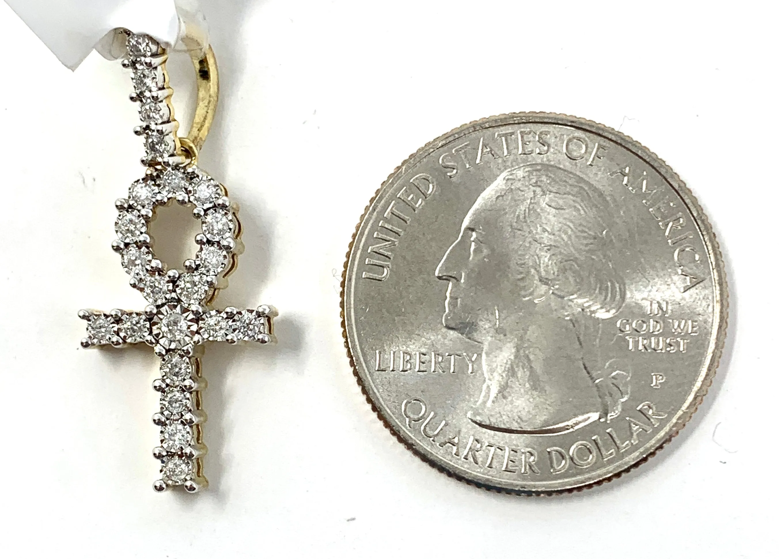 10K 0.24CT Yellow Gold Cross Pendant Charm