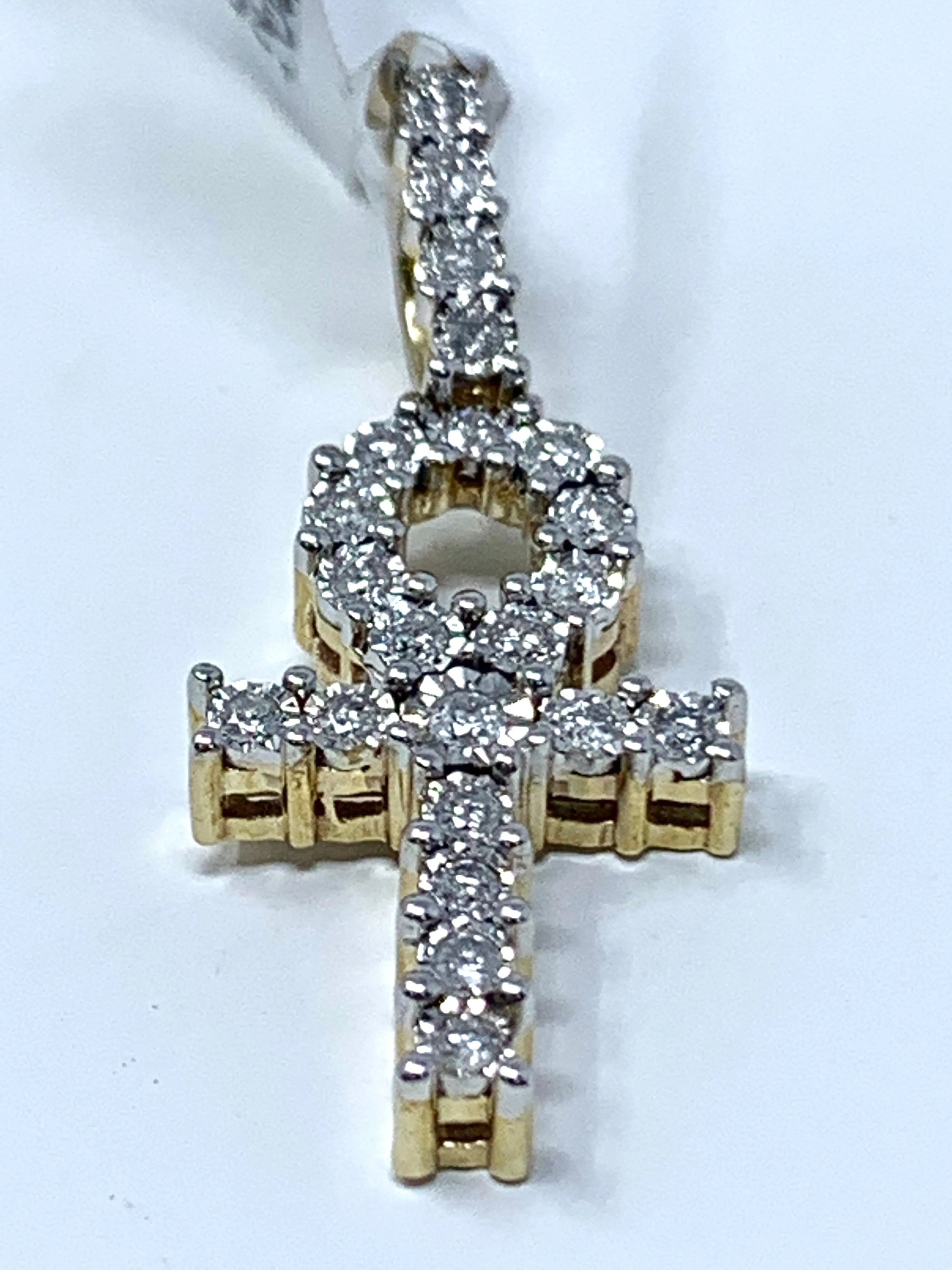 10K 0.24CT Yellow Gold Cross Pendant Charm