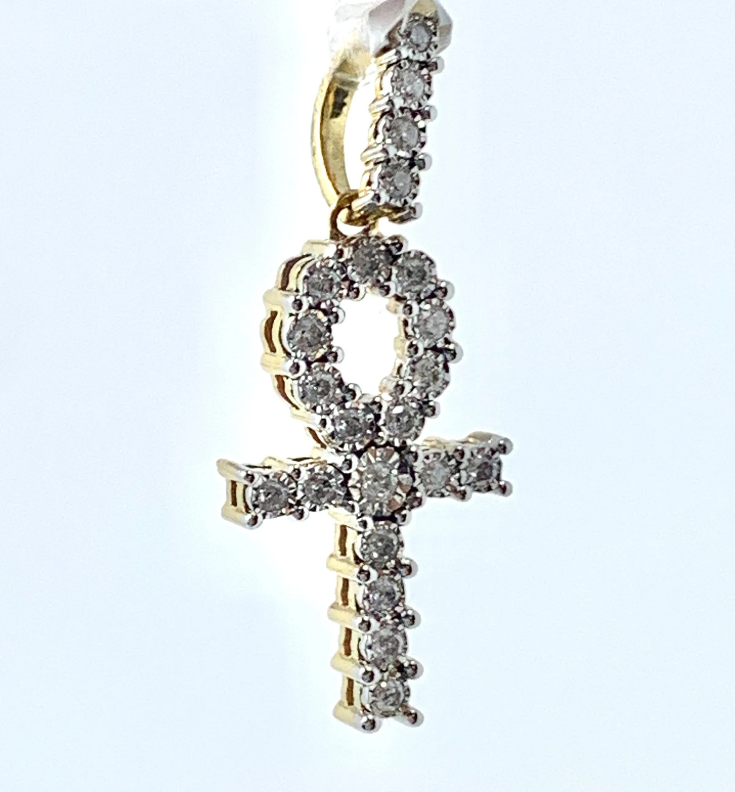 10K 0.24CT Yellow Gold Cross Pendant Charm