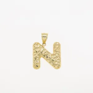 10K GOLD NUGGET INITIAL N PENDANT 2.8G