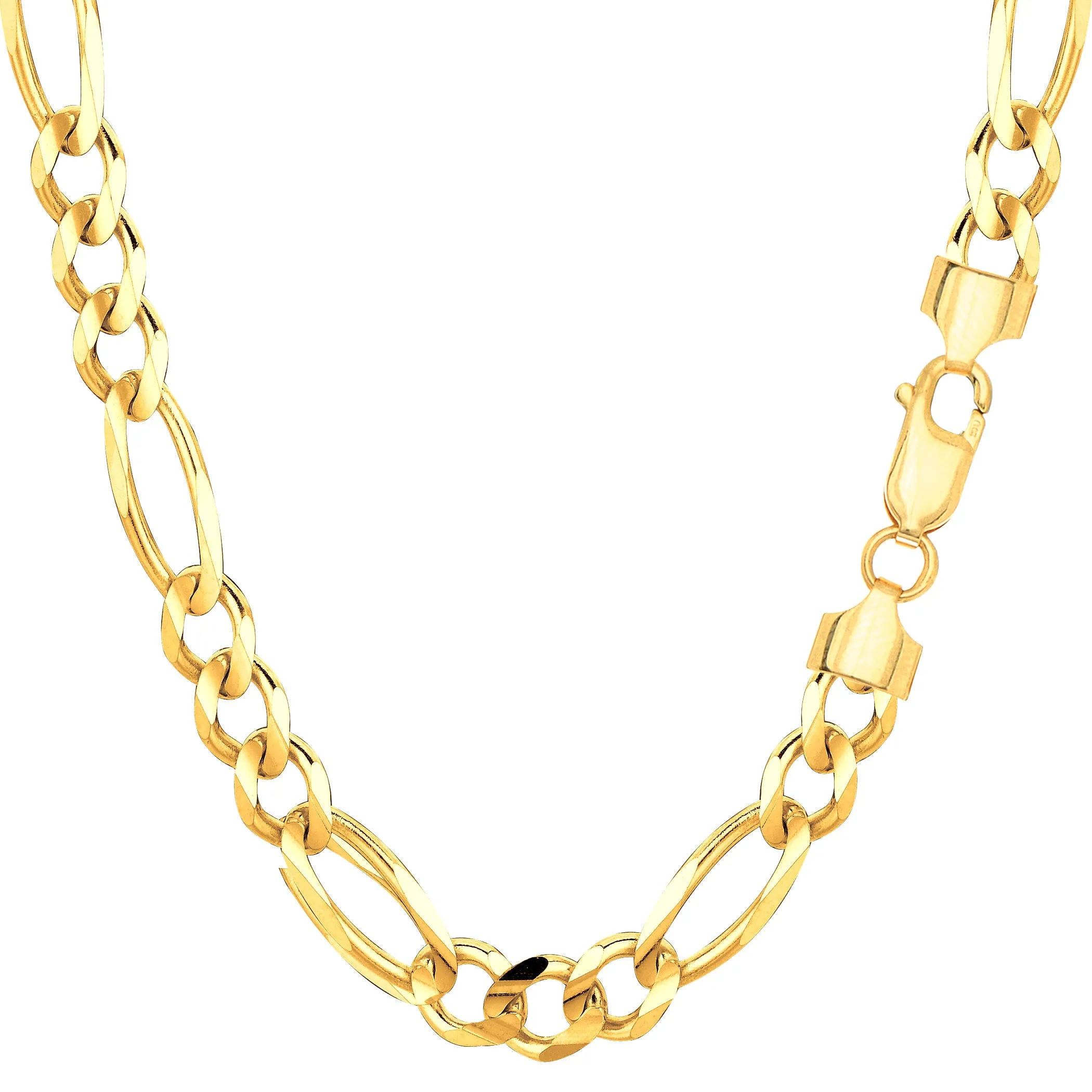 10k Yellow Solid Gold Figaro Chain Necklace, 6.0mm