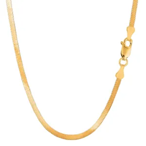 10k Yellow Solid Gold Imperial Herringbone Chain Necklace, 2.8mm