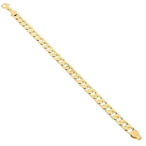 10K Yellow Solid Gold Mens Cuban Bracelet 7 mm