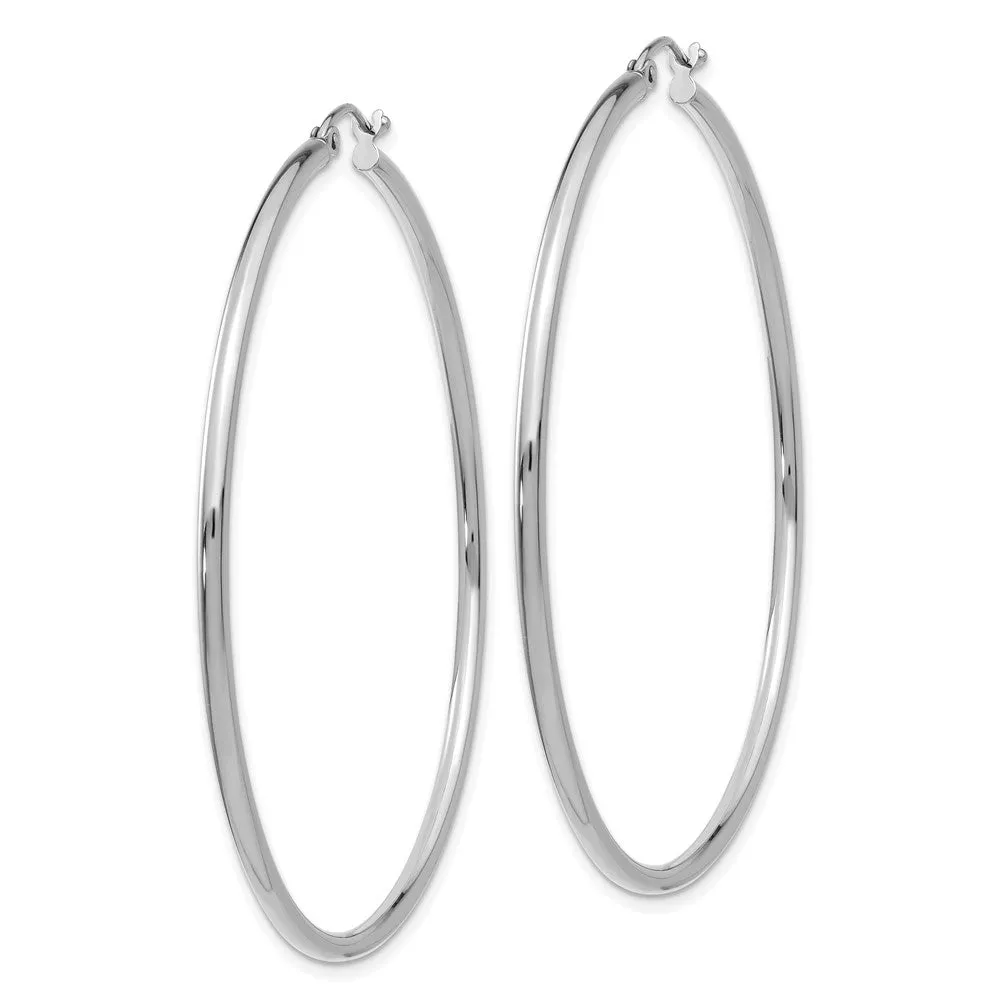 10KT White Gold 52X2MM Hoop Earrings