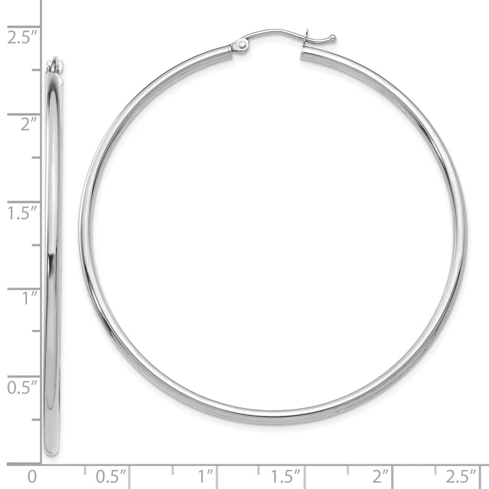 10KT White Gold 52X2MM Hoop Earrings