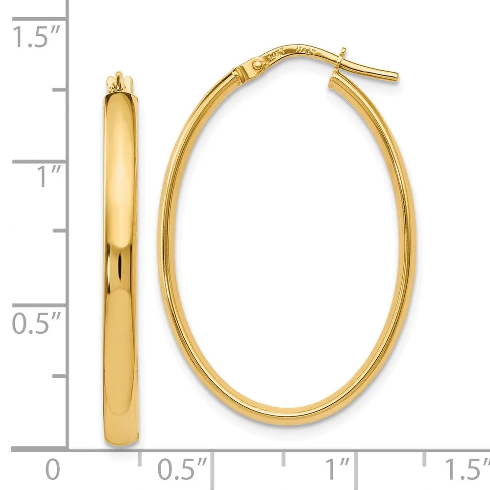 10KT Yellow Gold Oval 34X23MM Hoop Earrings