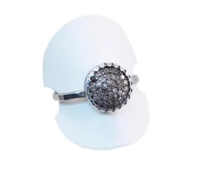 10mm Pavé Champagne Diamond Silver Ring