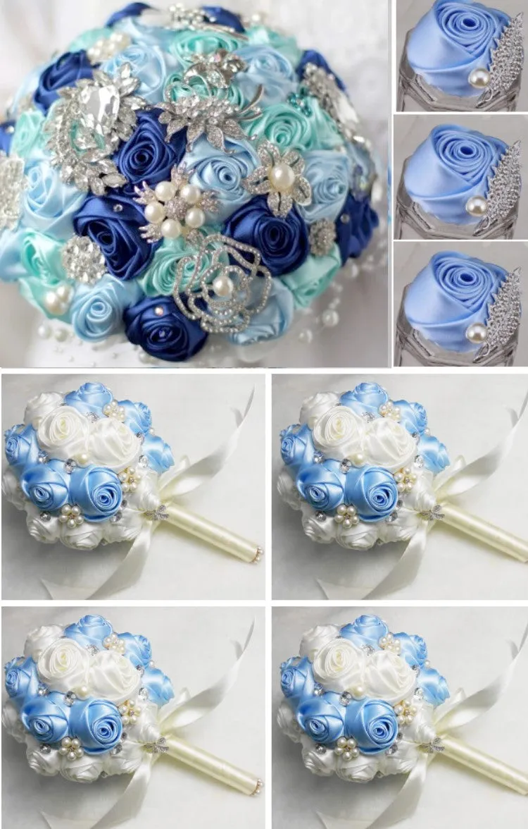 10pcs. Satin Rose Brooch Bouquet PACK- 008