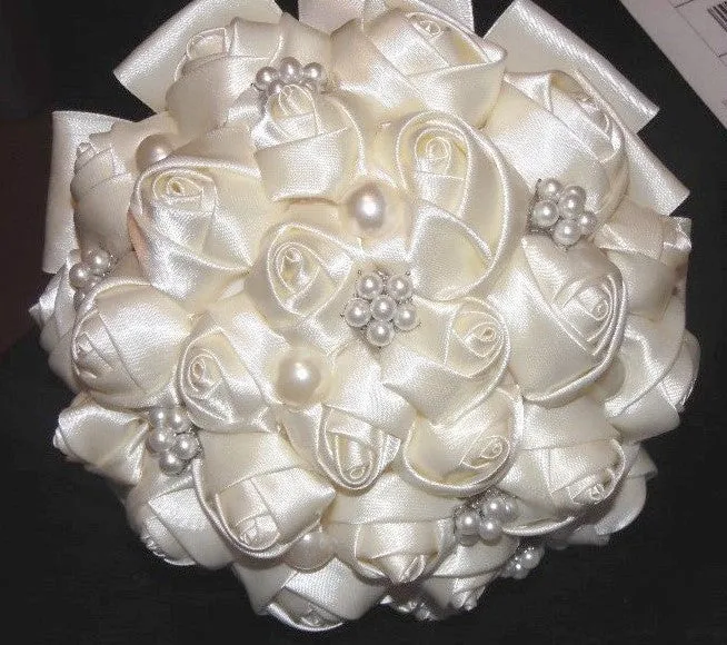 10pcs Satin Rose Brooch Bouquet PACK- 020