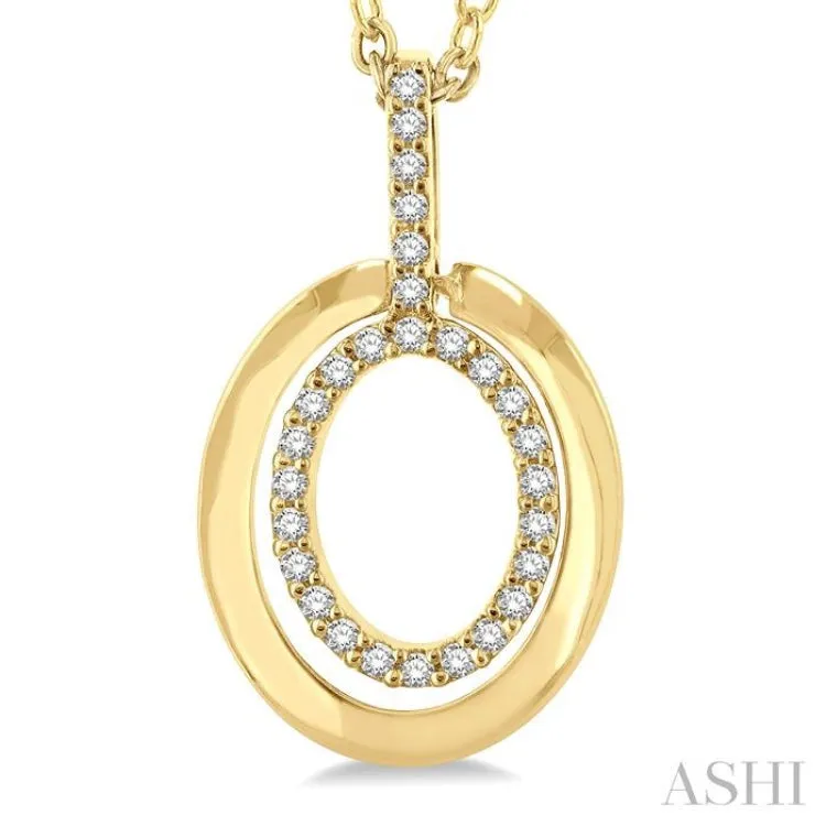 1/10 ctw Petite Twin Oval Round Cut Diamond Fashion Pendant With Chain in 10K Yellow Gold