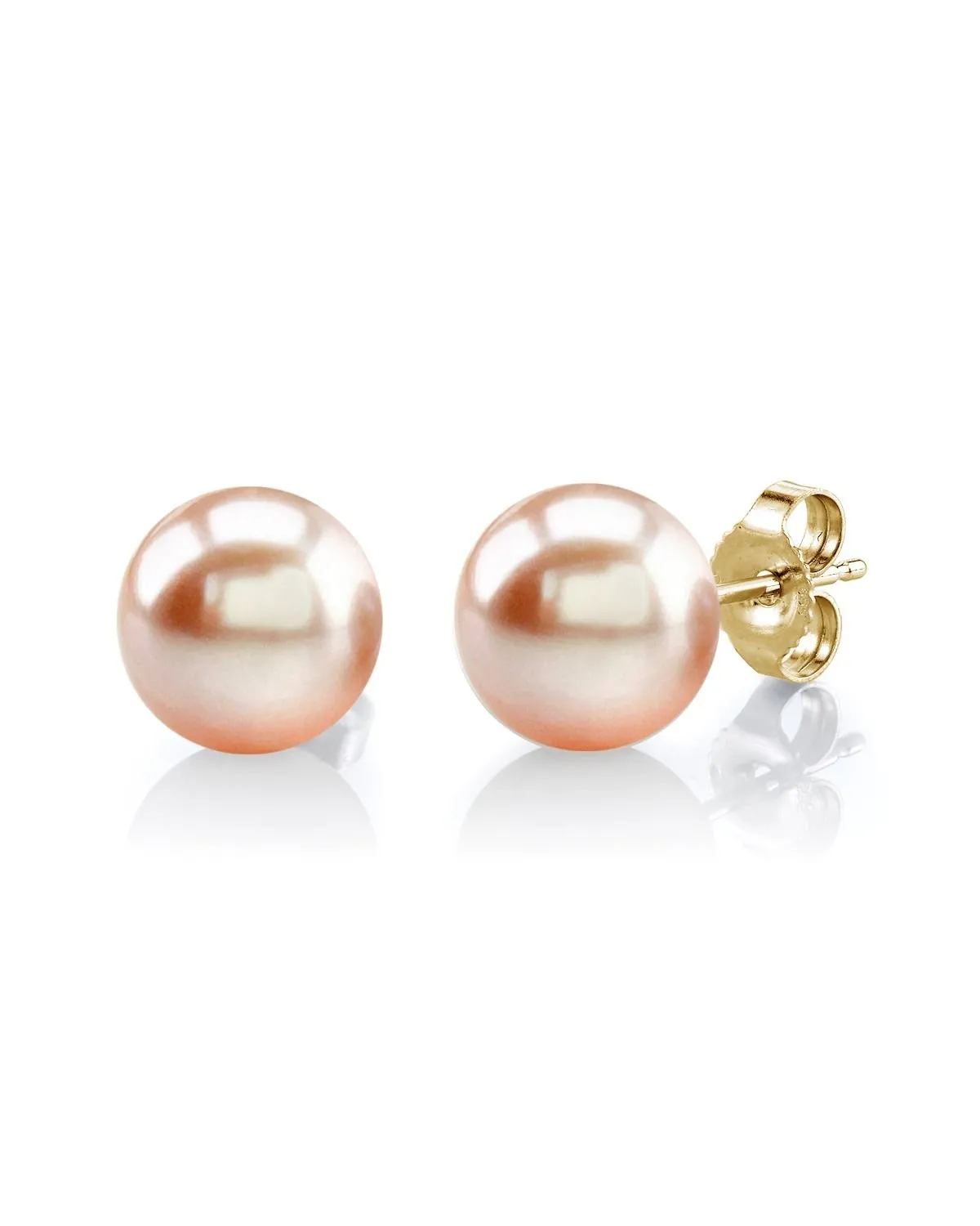 11mm Peach Freshwater Round Pearl Stud Earrings