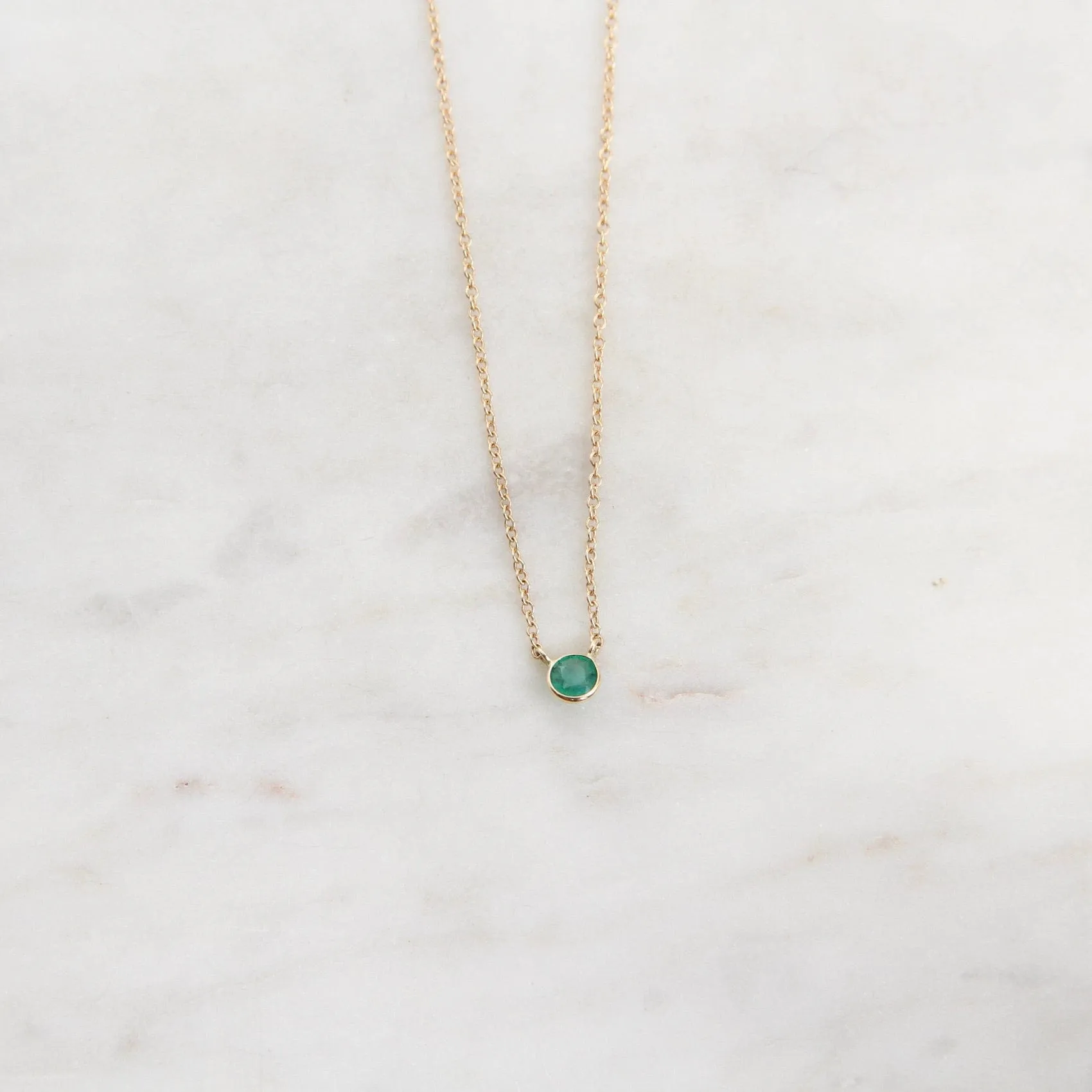 14k Emerald Solitaire Necklace