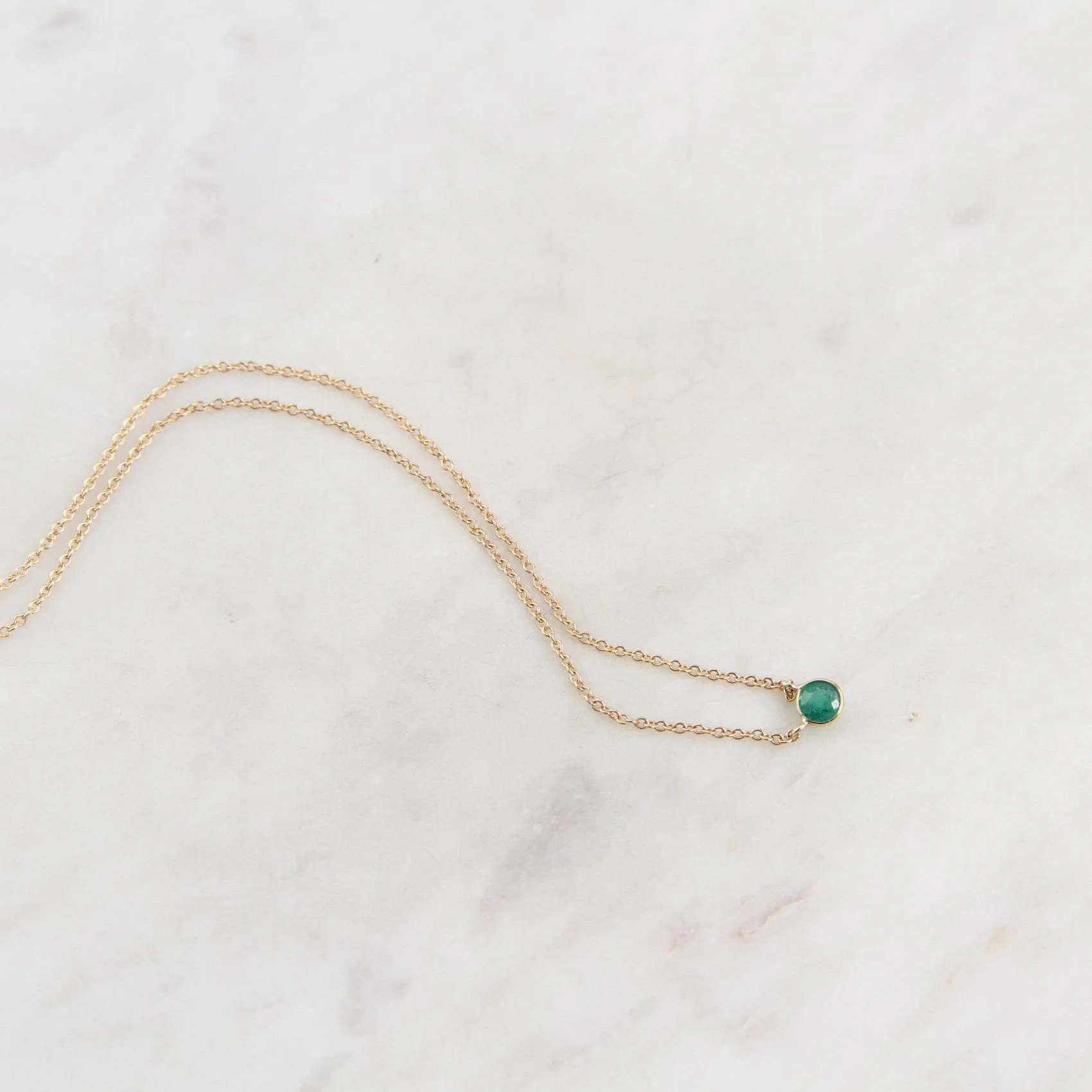 14k Emerald Solitaire Necklace