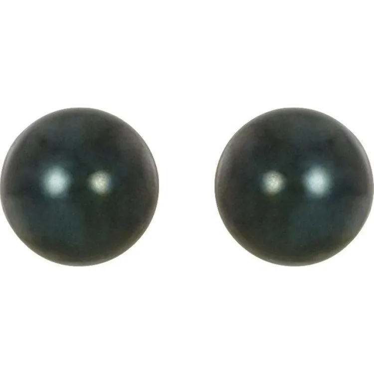 14K Yellow 7 mm Cultured Black Akoya Pearl Earrings