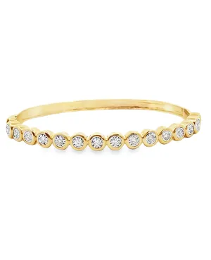 14K Yellow Gold Bangle Bracelet with Illusion Set Diamonds