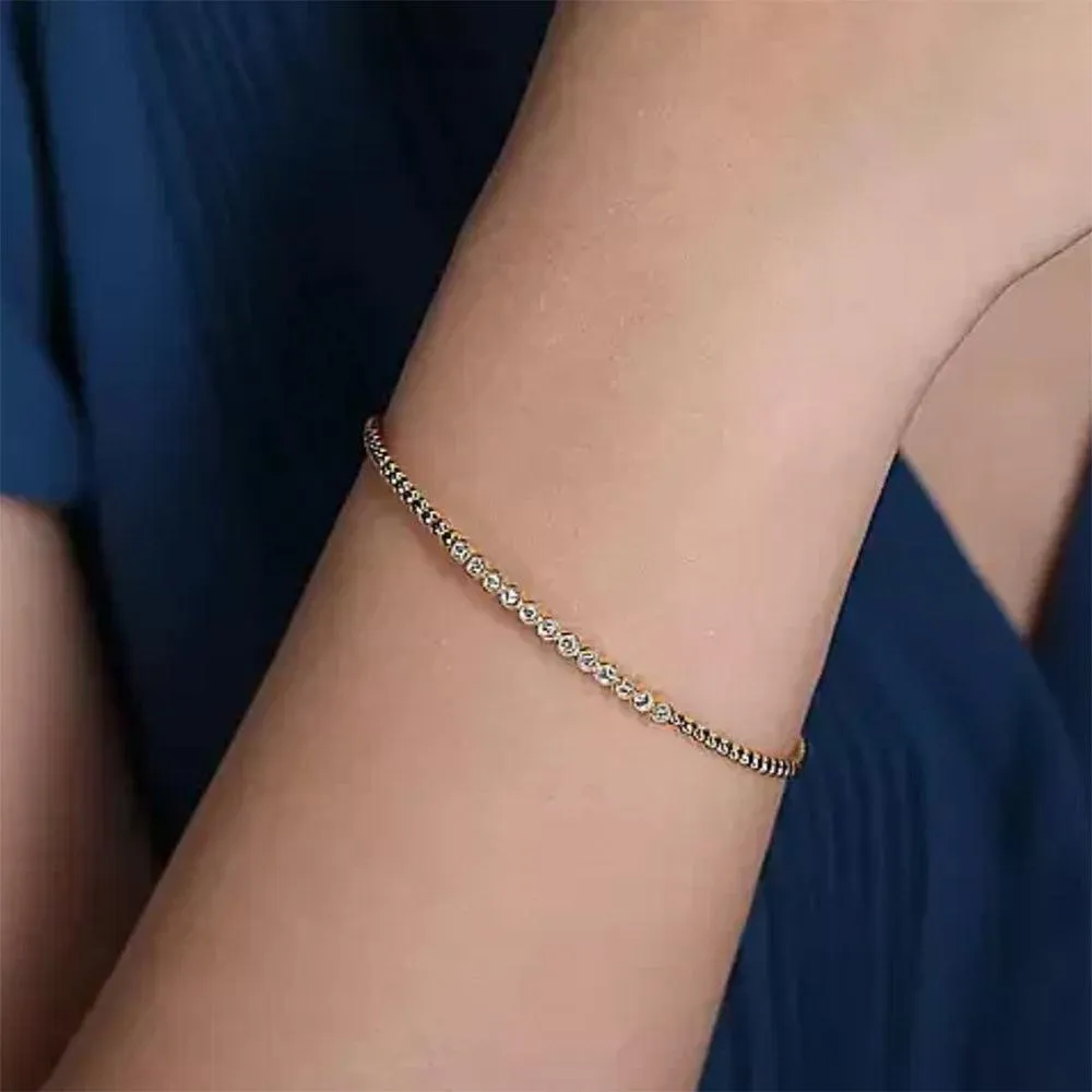 14K Yellow Gold Bujukan Bead Diamond Bangle