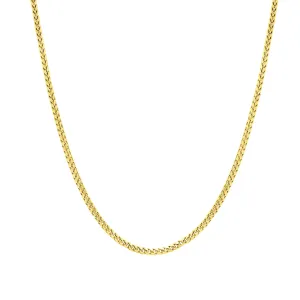 14k Yellow Solid Gold Franco Chain Necklace, 1.8mm