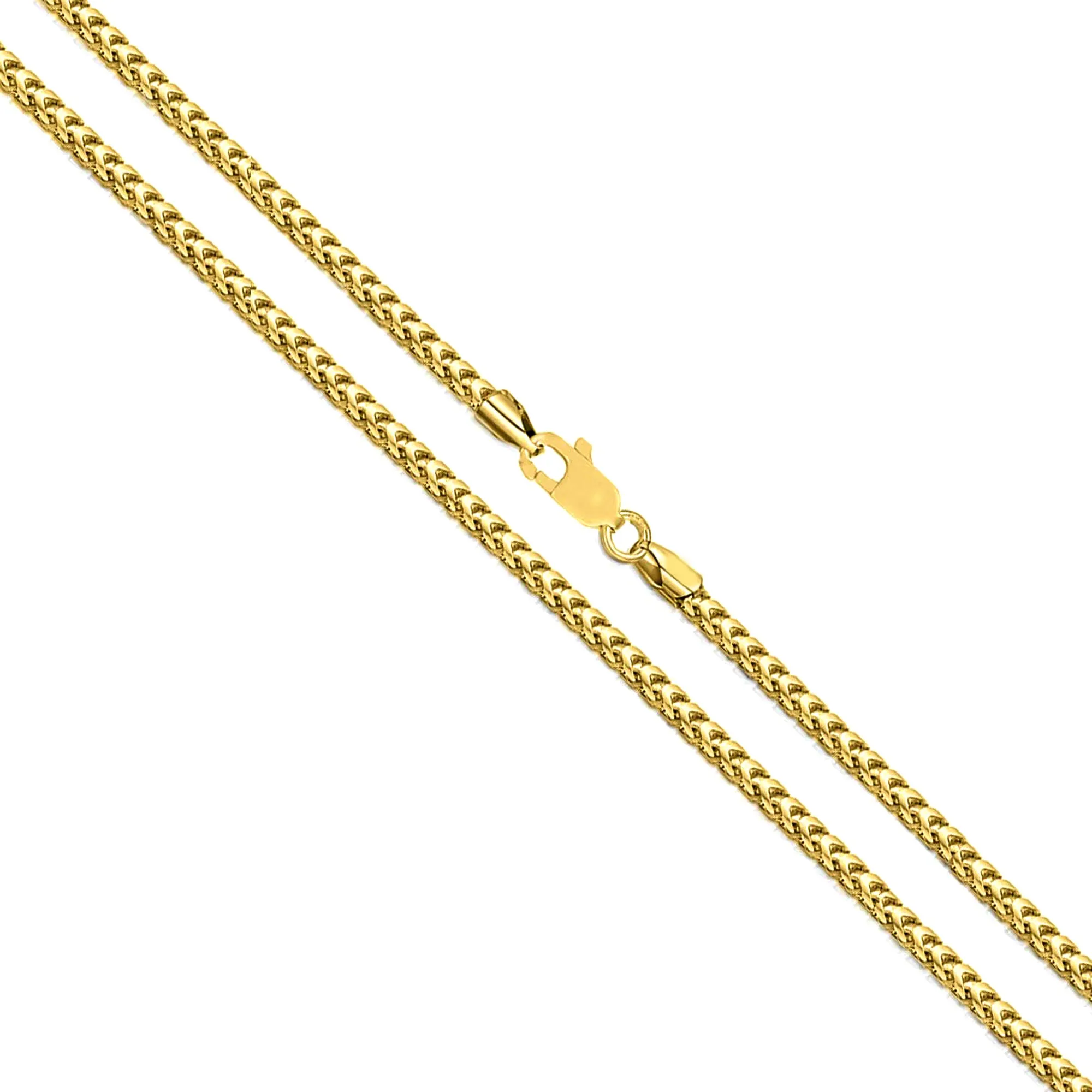 14k Yellow Solid Gold Franco Chain Necklace, 1.8mm