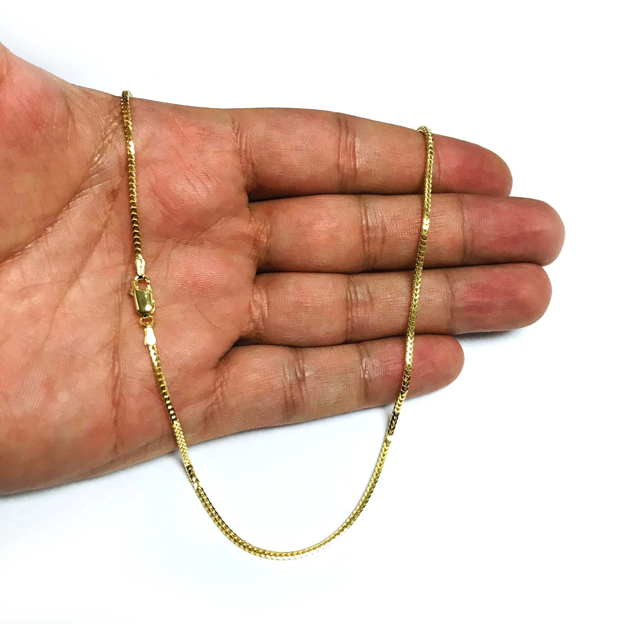 14k Yellow Solid Gold Franco Chain Necklace, 1.8mm