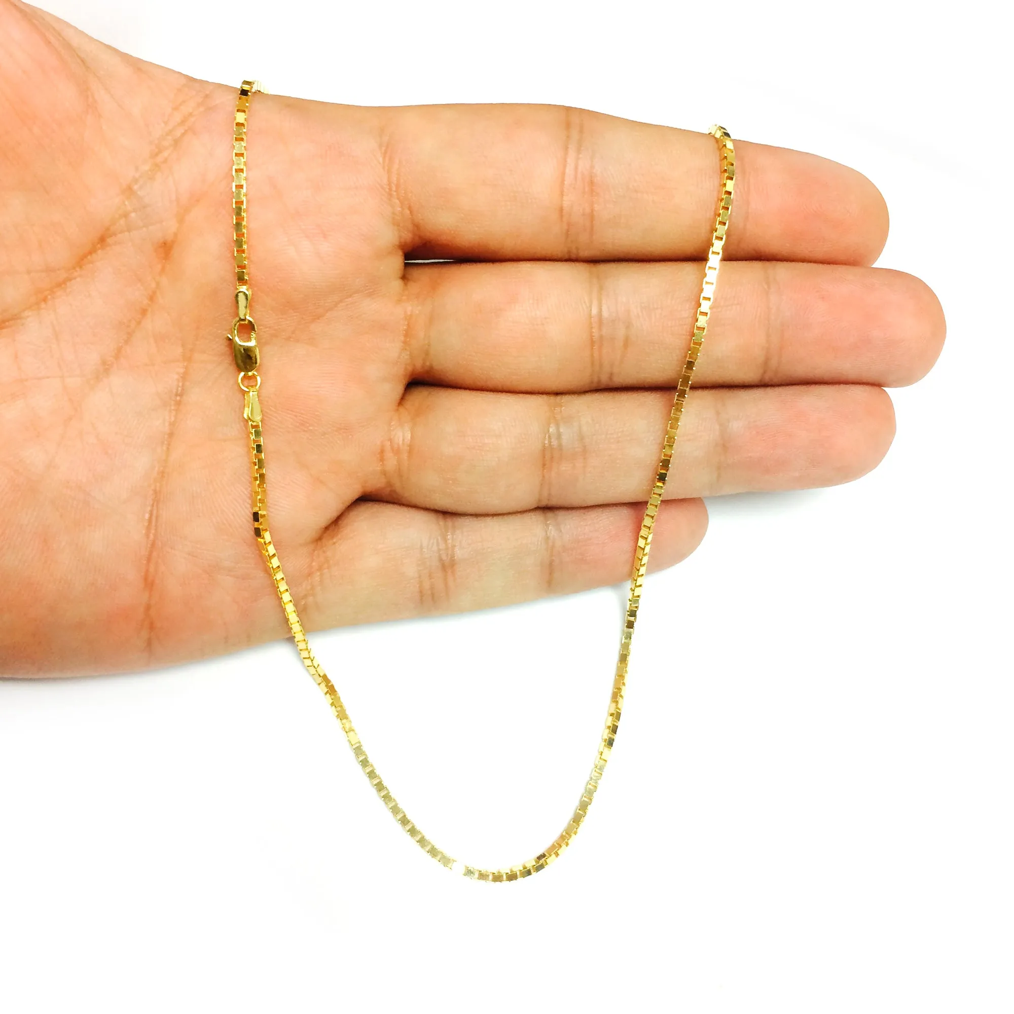 14k Yellow Solid Gold Mirror Box Chain Necklace, 1.7mm