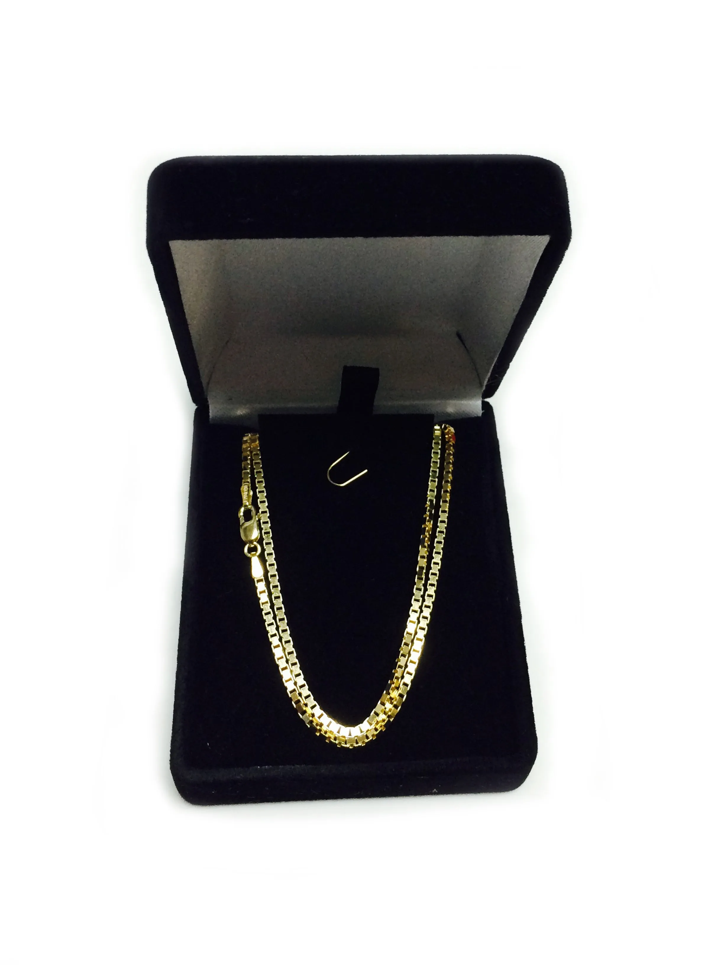 14k Yellow Solid Gold Mirror Box Chain Necklace, 1.7mm