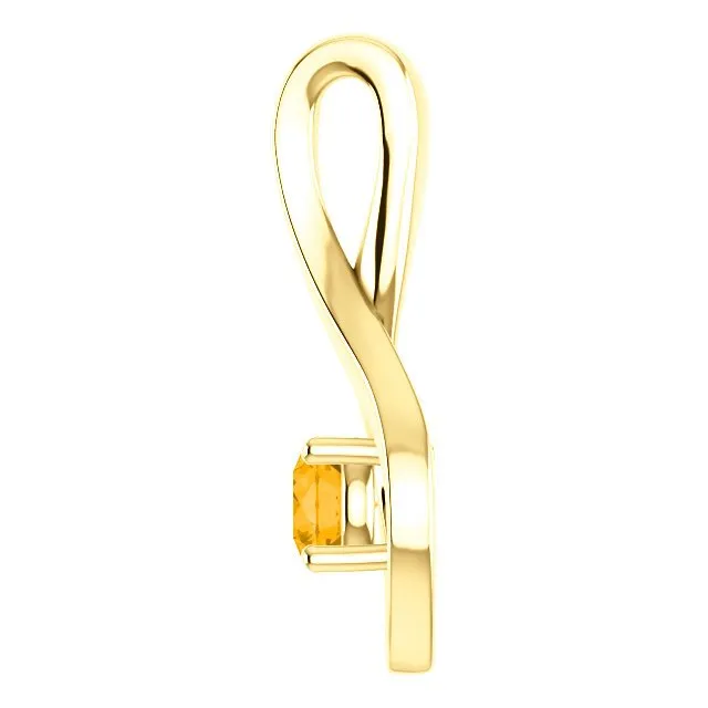 14KT GOLD 0.24 CT ROUND CITRINE INFINITY PENDANT