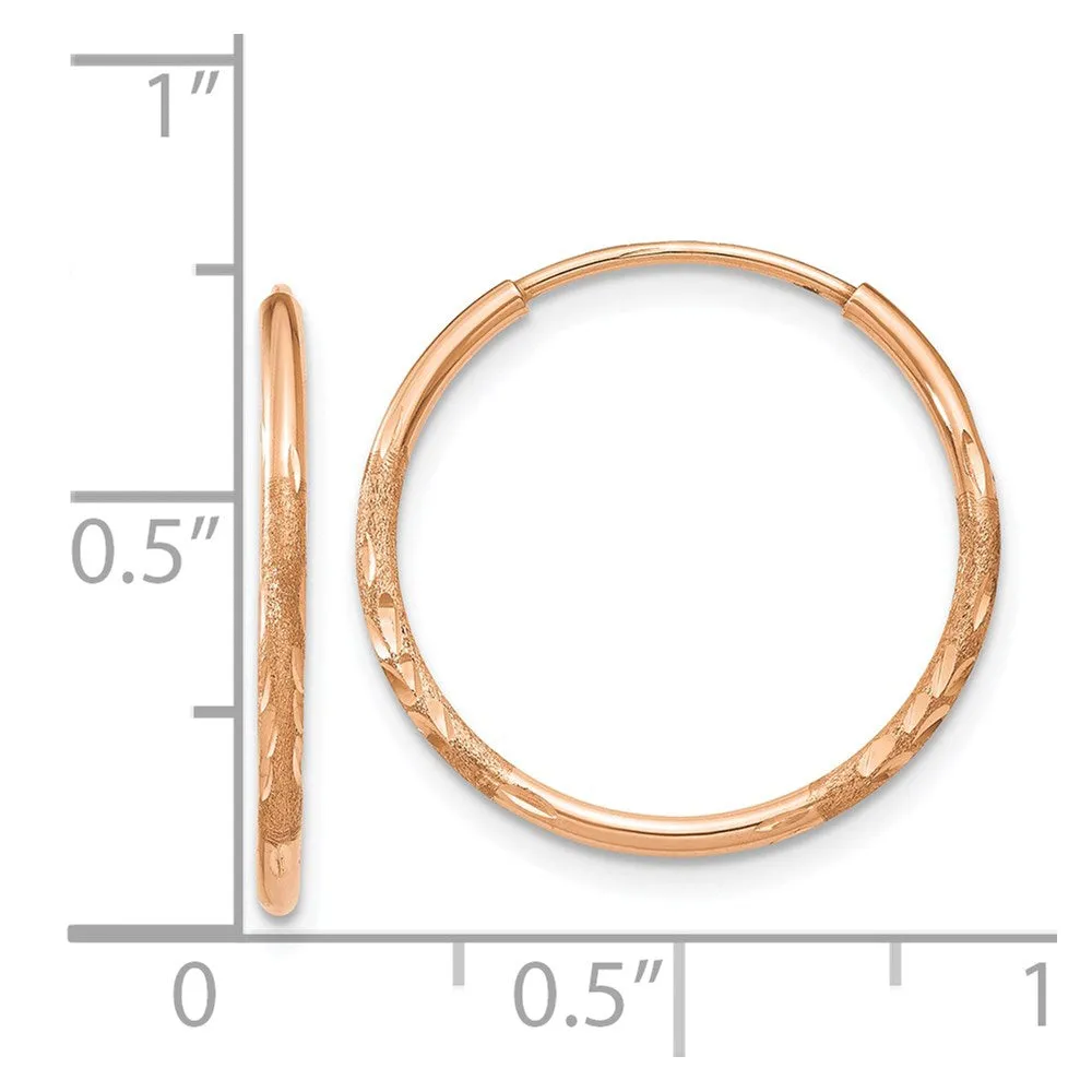 14KT Rose Gold 18.75X1.25MM Diamond-cut Hoop Earrings