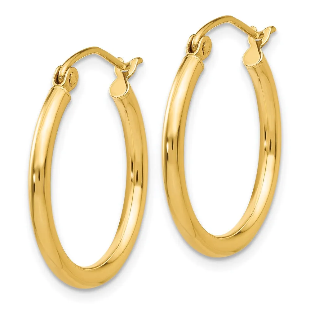 14KT Yellow Gold 20X2MM Hoop Earrings