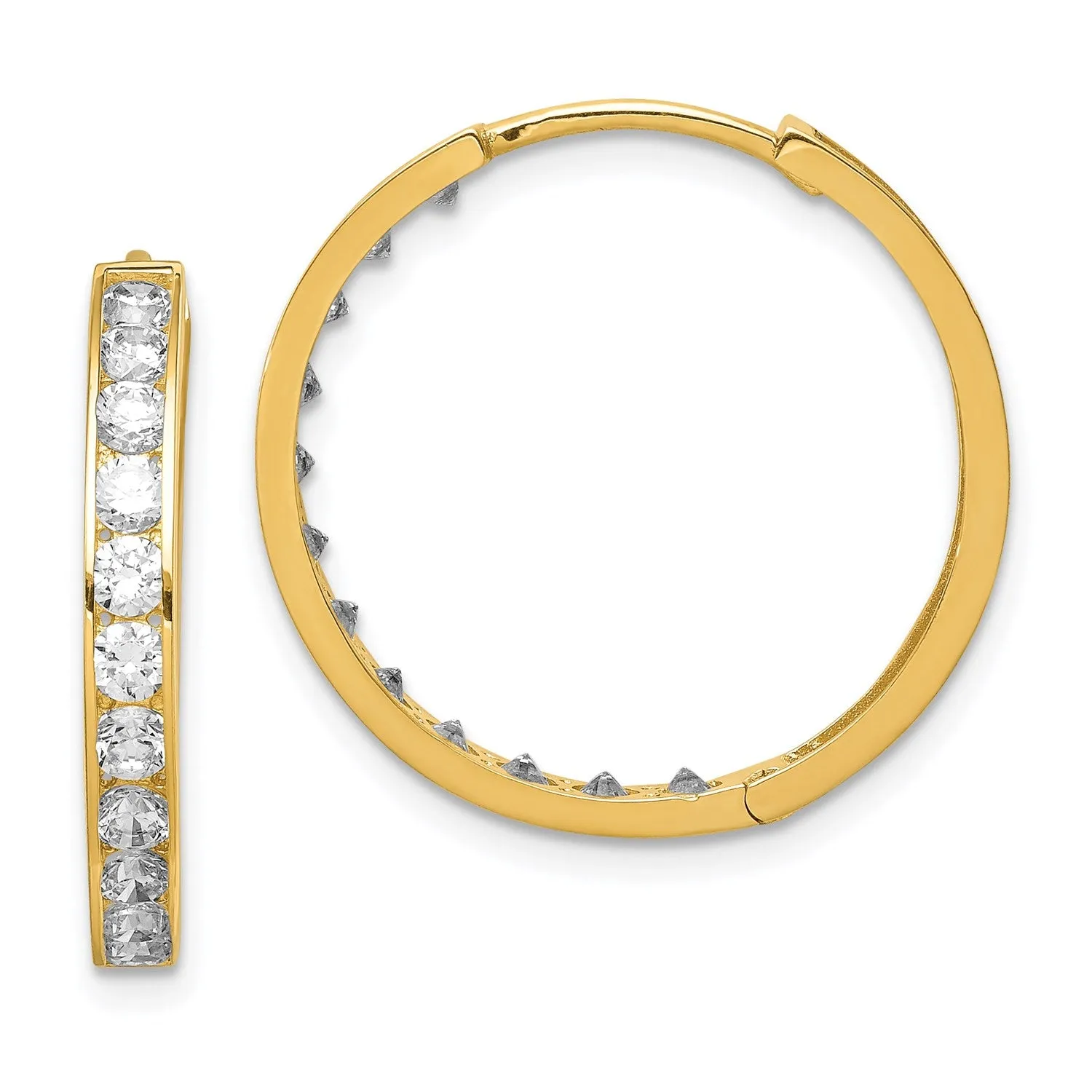 14KT Yellow Gold Cubic Zirconia 19MM Hoop Earrings