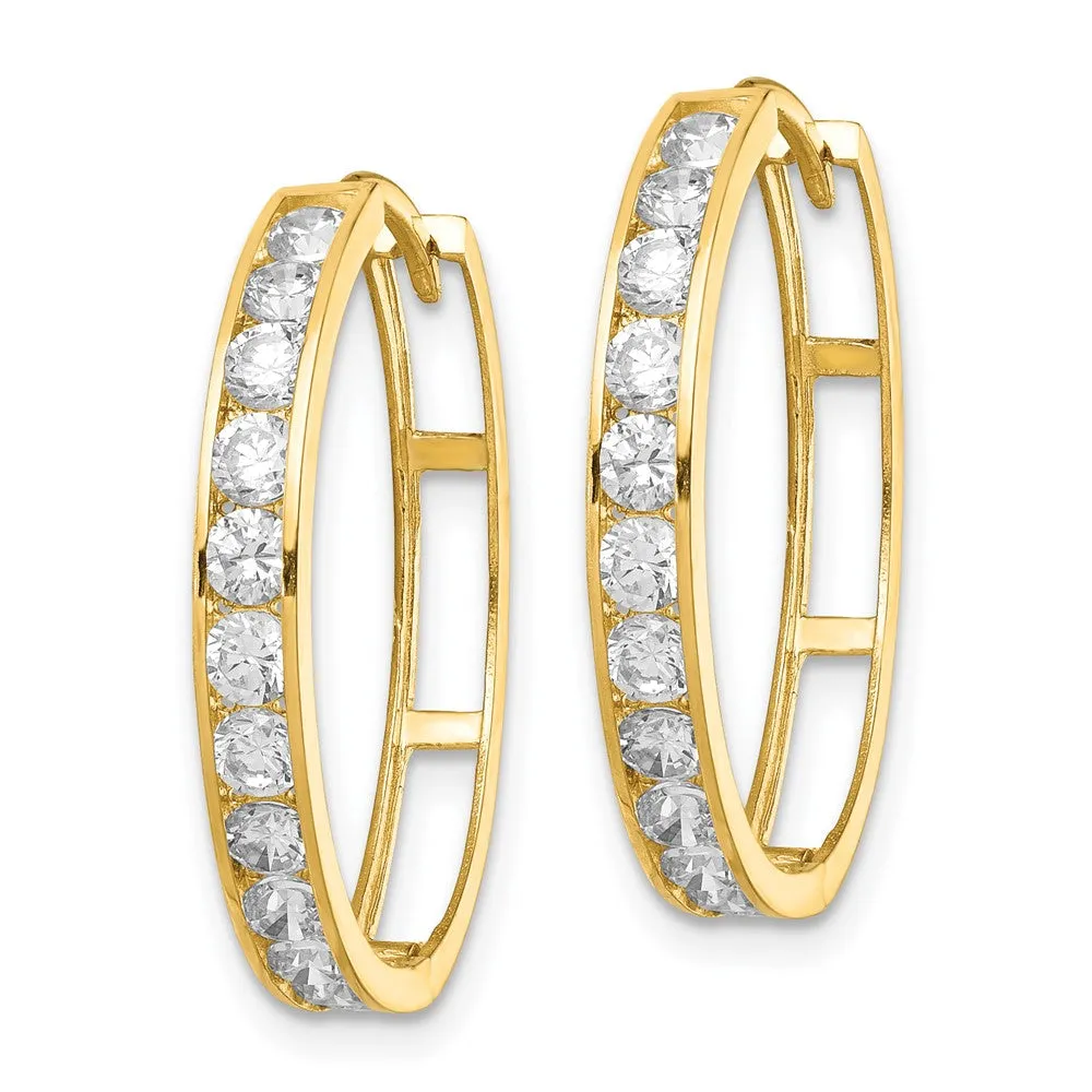 14KT Yellow Gold Cubic Zirconia 19MM Hoop Earrings