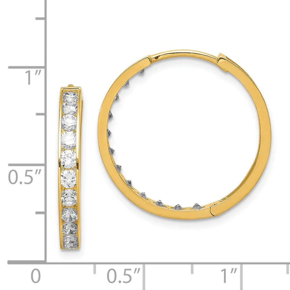 14KT Yellow Gold Cubic Zirconia 19MM Hoop Earrings