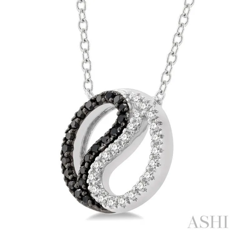 1/6 Ctw Tao Yin Yang Petite White & Black Round Cut Diamond Fashion Pendant With Chain in 10K White Gold