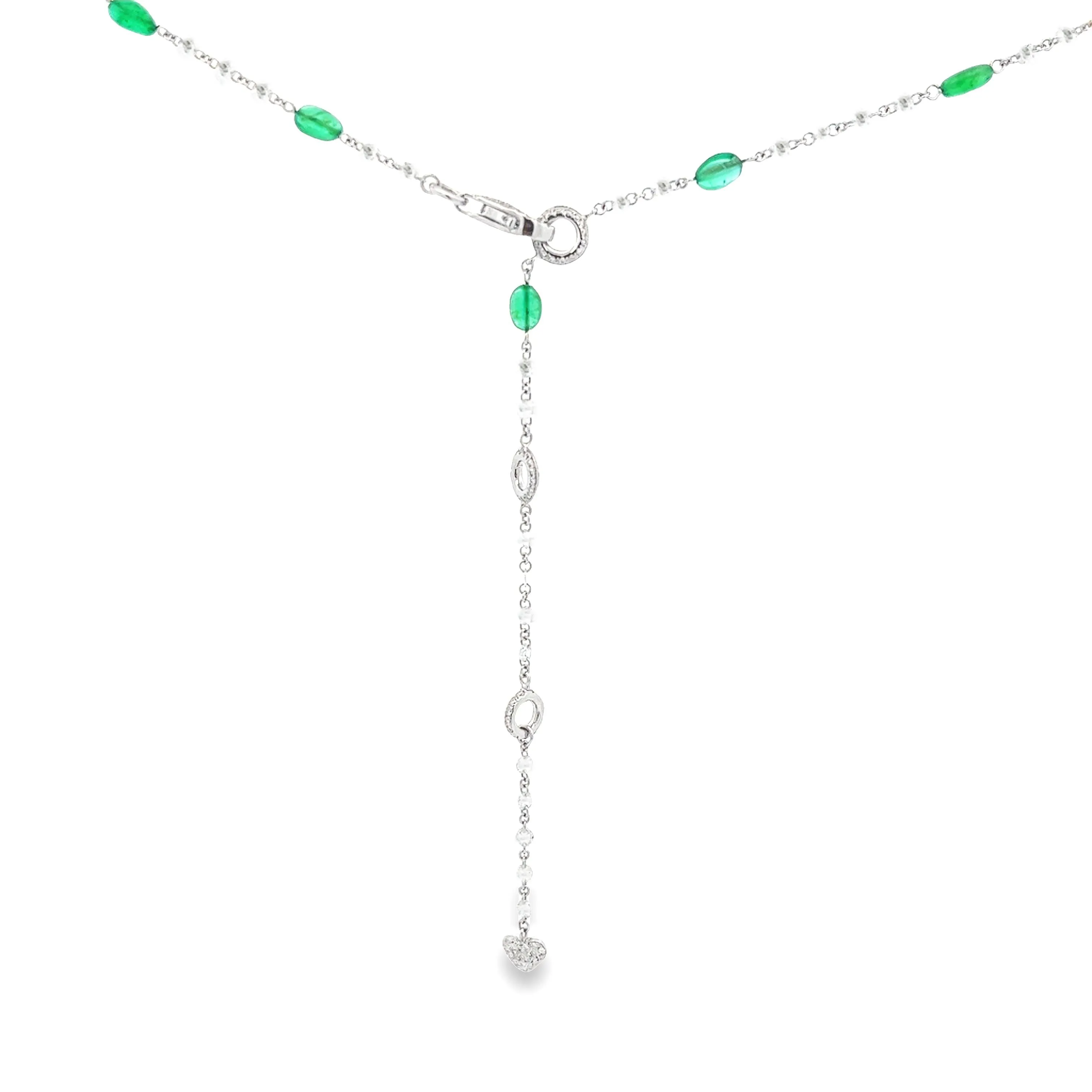 18k White Gold Diamond & Emerald Necklace