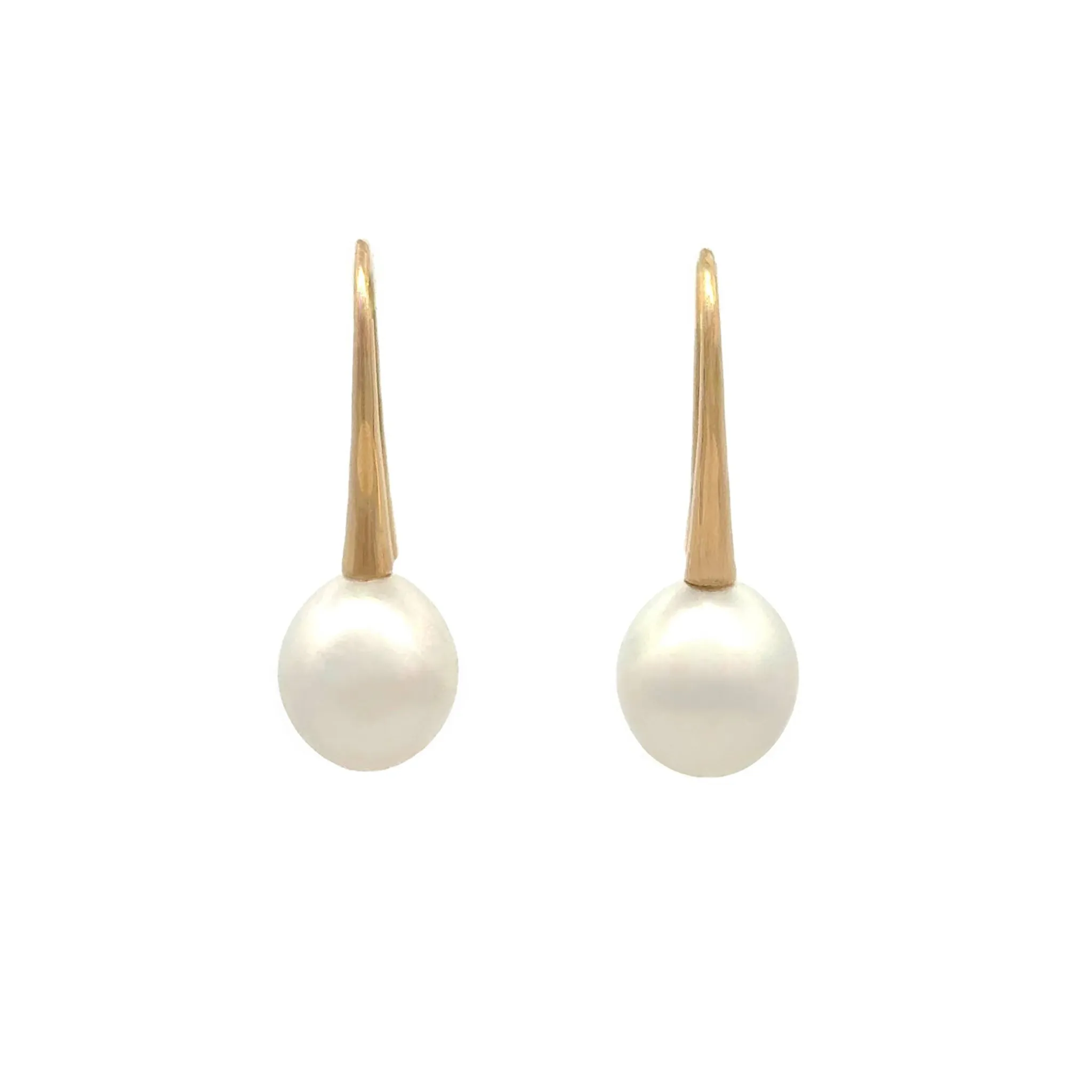 18K Yellow Gold Australian South Sea 9-10mm Cultured Pearl Hook Earrings