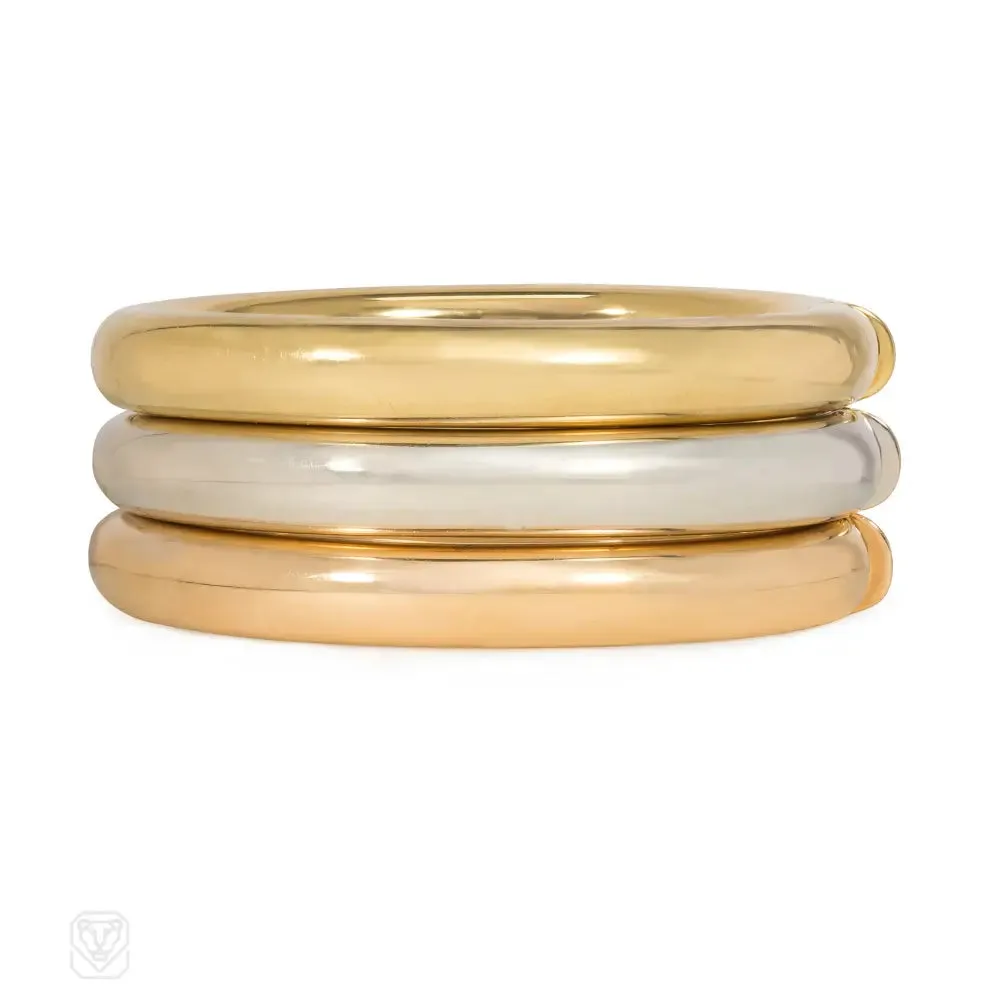 1970s three-color gold hinged bangles