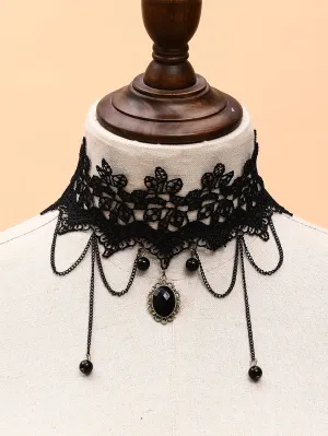 1pc Black Crown Pendant Choker Lace Necklace Collar Clavicle Chain Jewelry